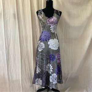 *Stunning One of a Kind Komarov Calf Length Silk And Lace Dress*